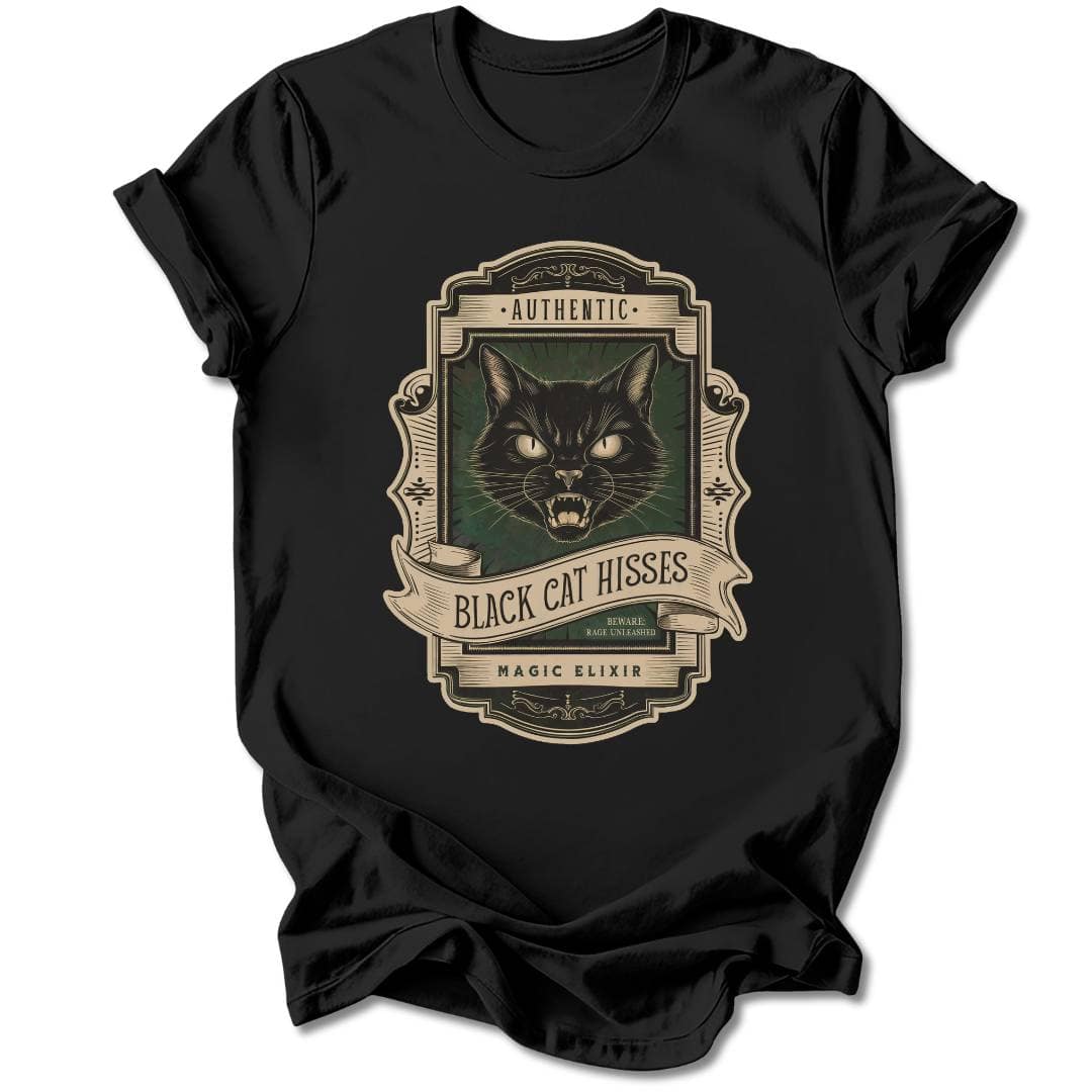 T-Shirt Black / S BLACK CAT HISSES T-SHIRT
