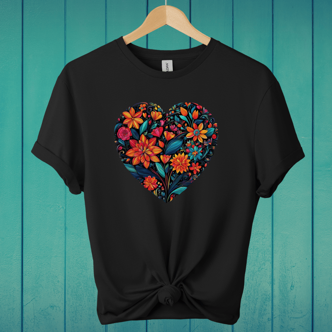 T-Shirt Black / S Floral Heart T-Shirt