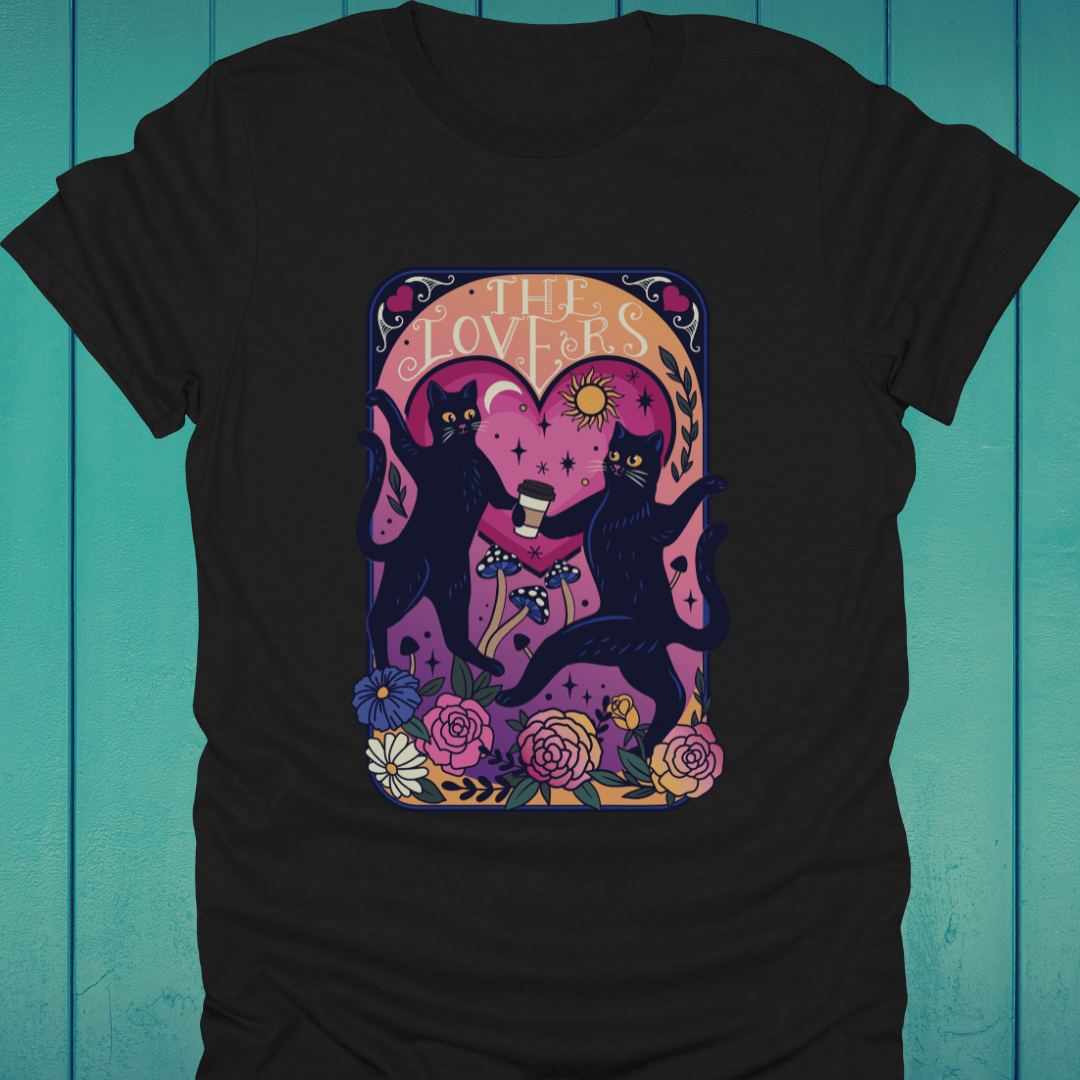 T-Shirt Black / S The Lovers Cat Tarot T-Shirt