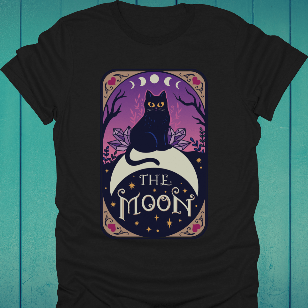 T-Shirt Black / S The Moon Cat Tarot T-Shirt