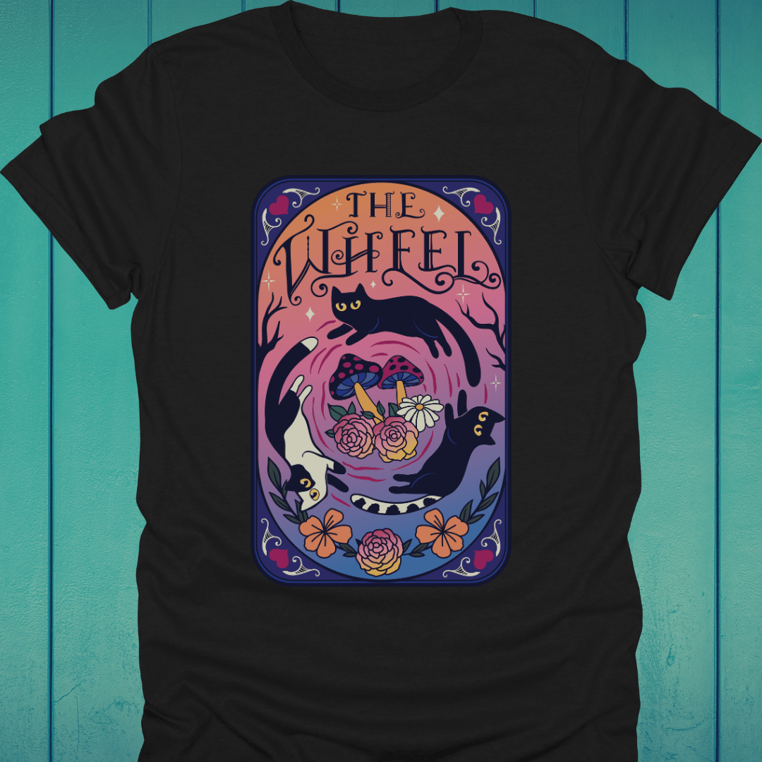T-Shirt Black / S The Wheel Cat Tarot T-Shirt