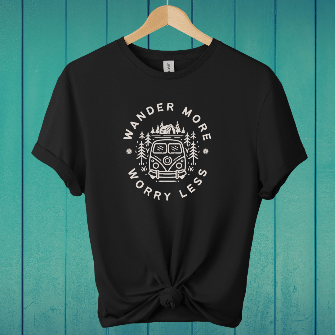 T-Shirt Black / S Wander More, Worry Less T-Shirt