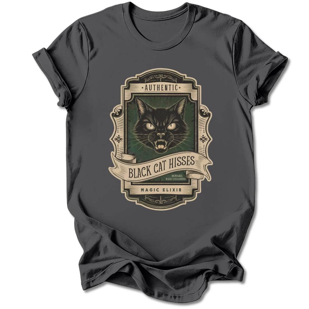 T-Shirt Charcoal / S BLACK CAT HISSES T-SHIRT