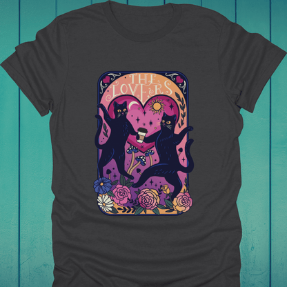 T-Shirt Charcoal / S The Lovers Cat Tarot T-Shirt