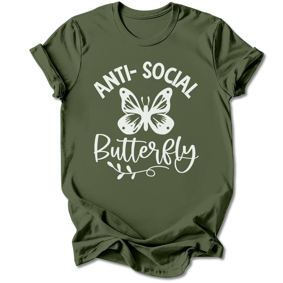 T-Shirt Military Green / S Anti-Social Butterfly T-Shirt