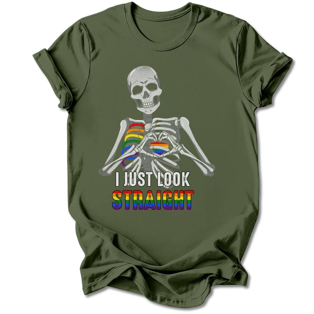 T-Shirt Military Green / S I JUST LOOK STRAIGHT T-SHIRT