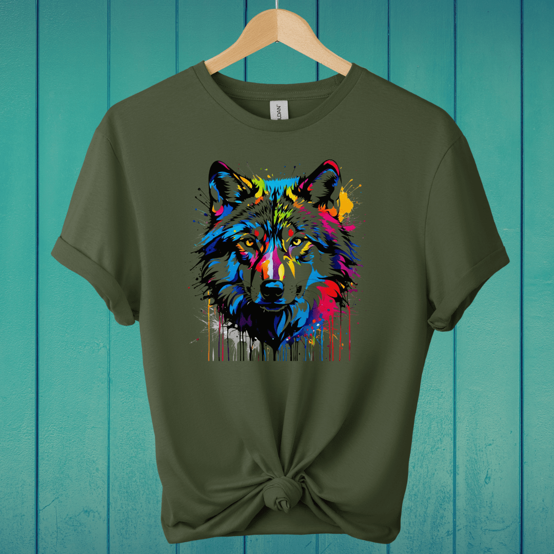 T-Shirt Military Green / S Pop Art Wolf T-Shirt