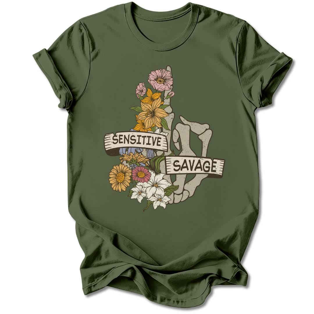 T-Shirt Military Green / S SENSITIVE SAVAGE T-SHIRT