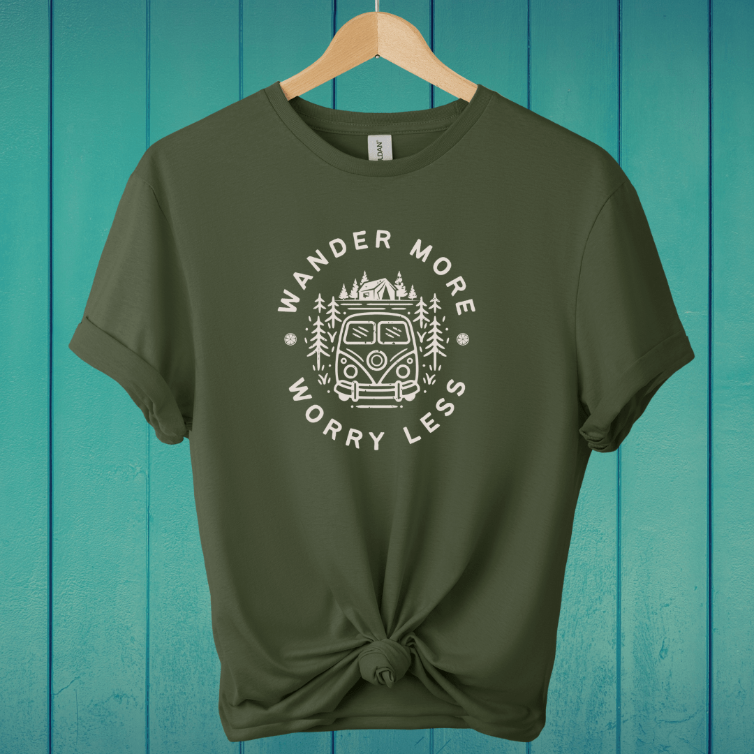 T-Shirt Military Green / S Wander More, Worry Less T-Shirt