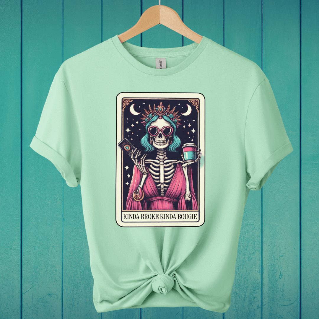 T-Shirt Mint Green / M Kinda Broke, Kinda Bougie Tarot T-Shirt