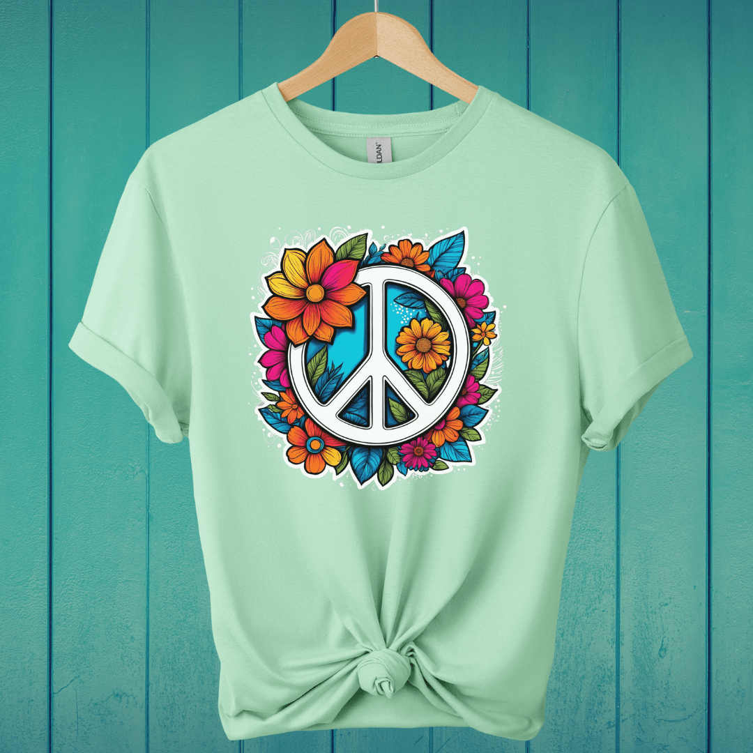 T-Shirt Mint Green / S Floral Peace T-Shirt