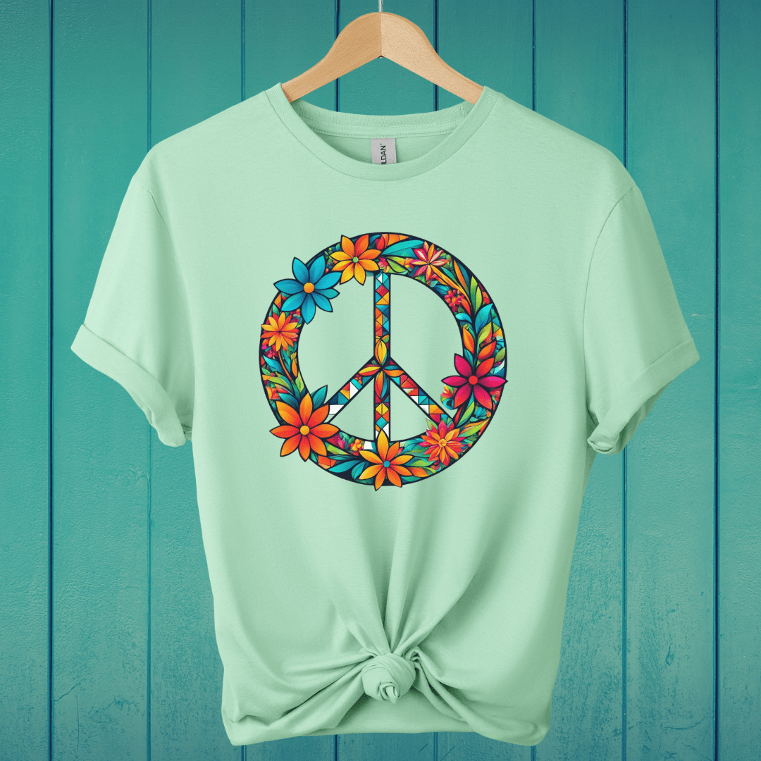 T-Shirt Mint Green / S Geometric Peace Symbol T-Shirt