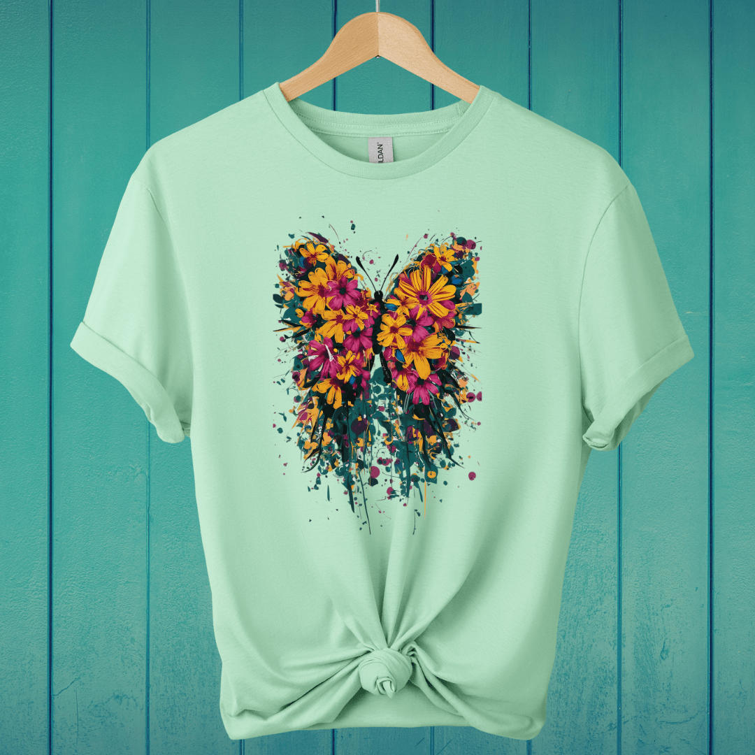 T-Shirt Mint Green / S Paint Splash Butterfly T-Shirt