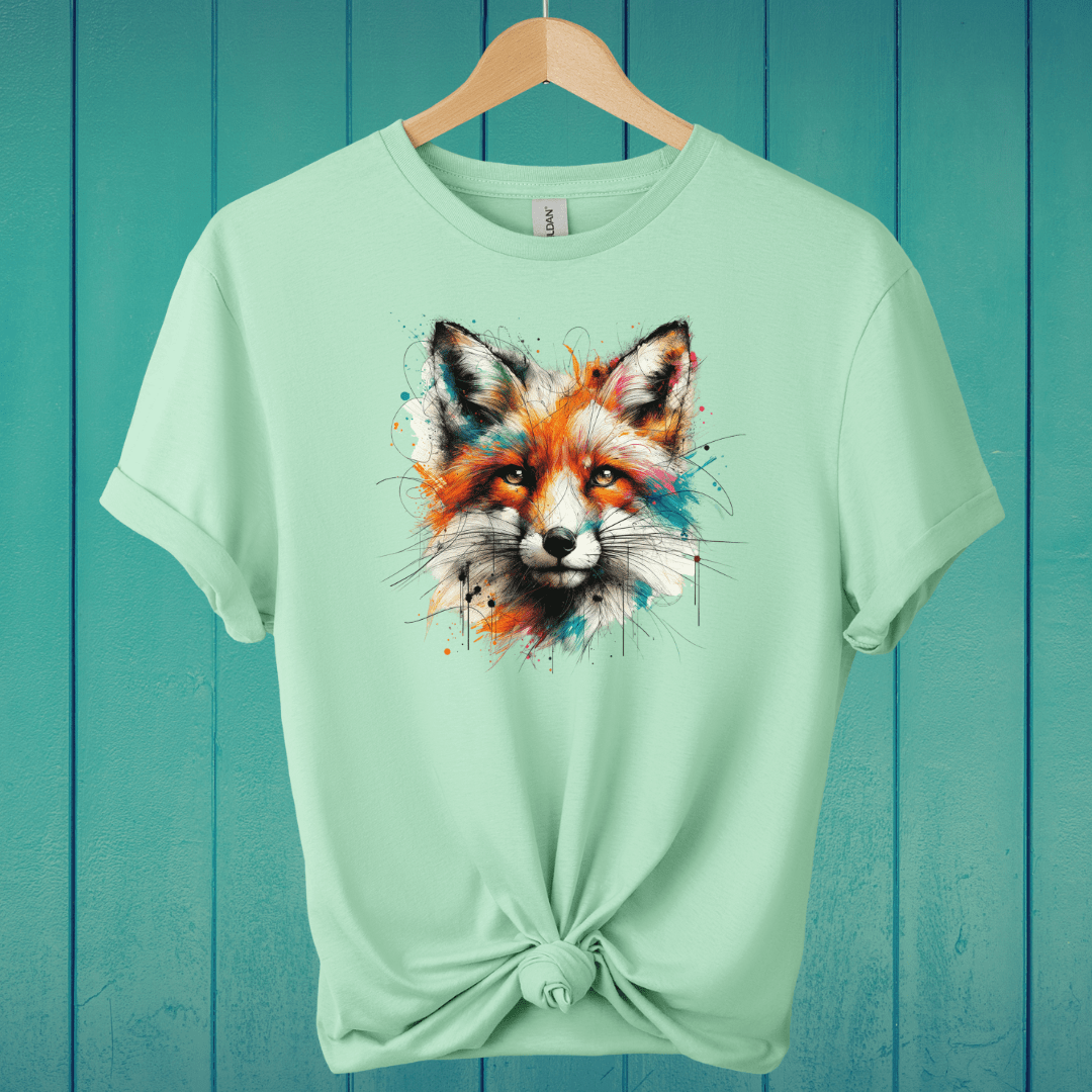 T-Shirt Mint Green / S Paint Splash Fox T-Shirt