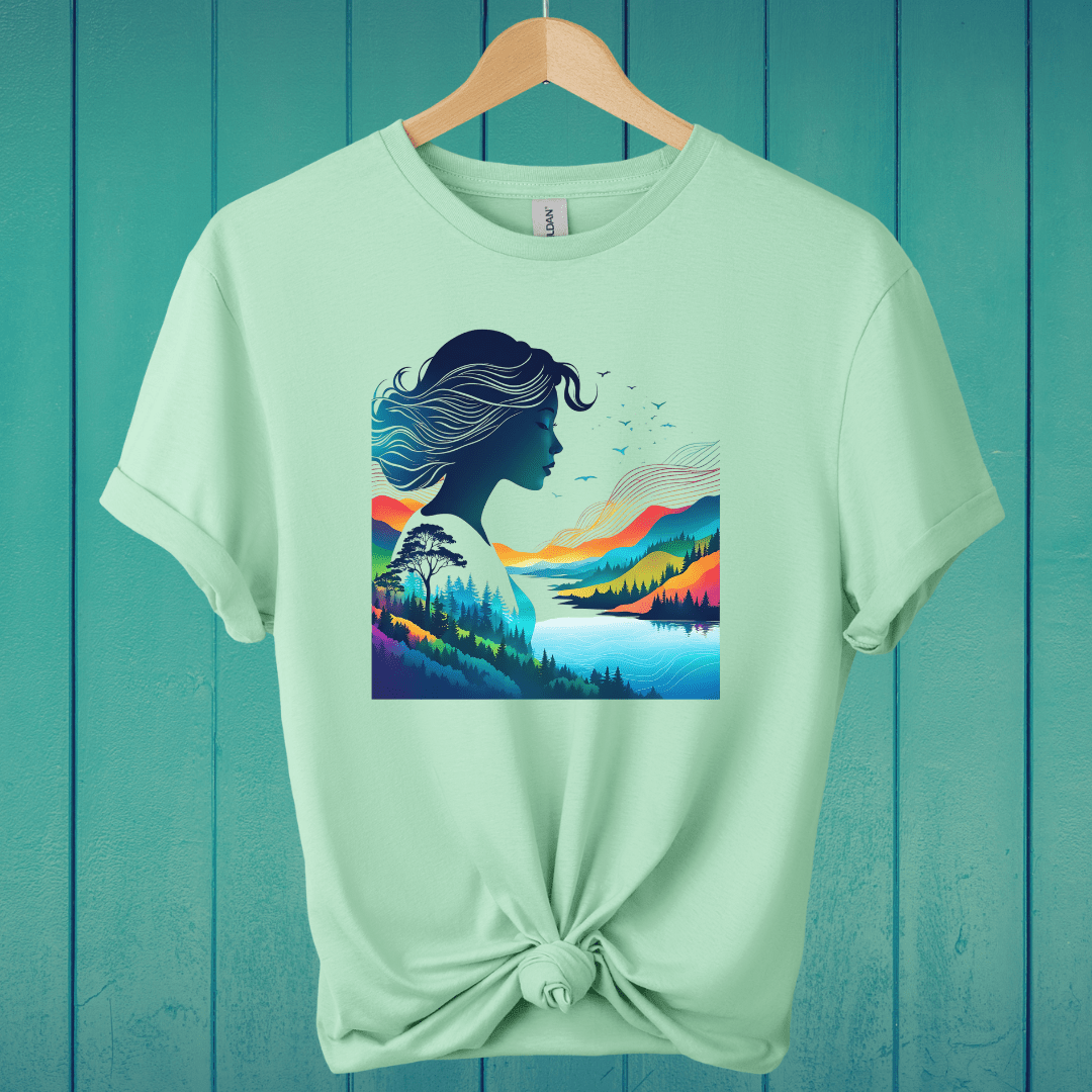 T-Shirt Mint Green / S Serene Nature Lady T-Shirt