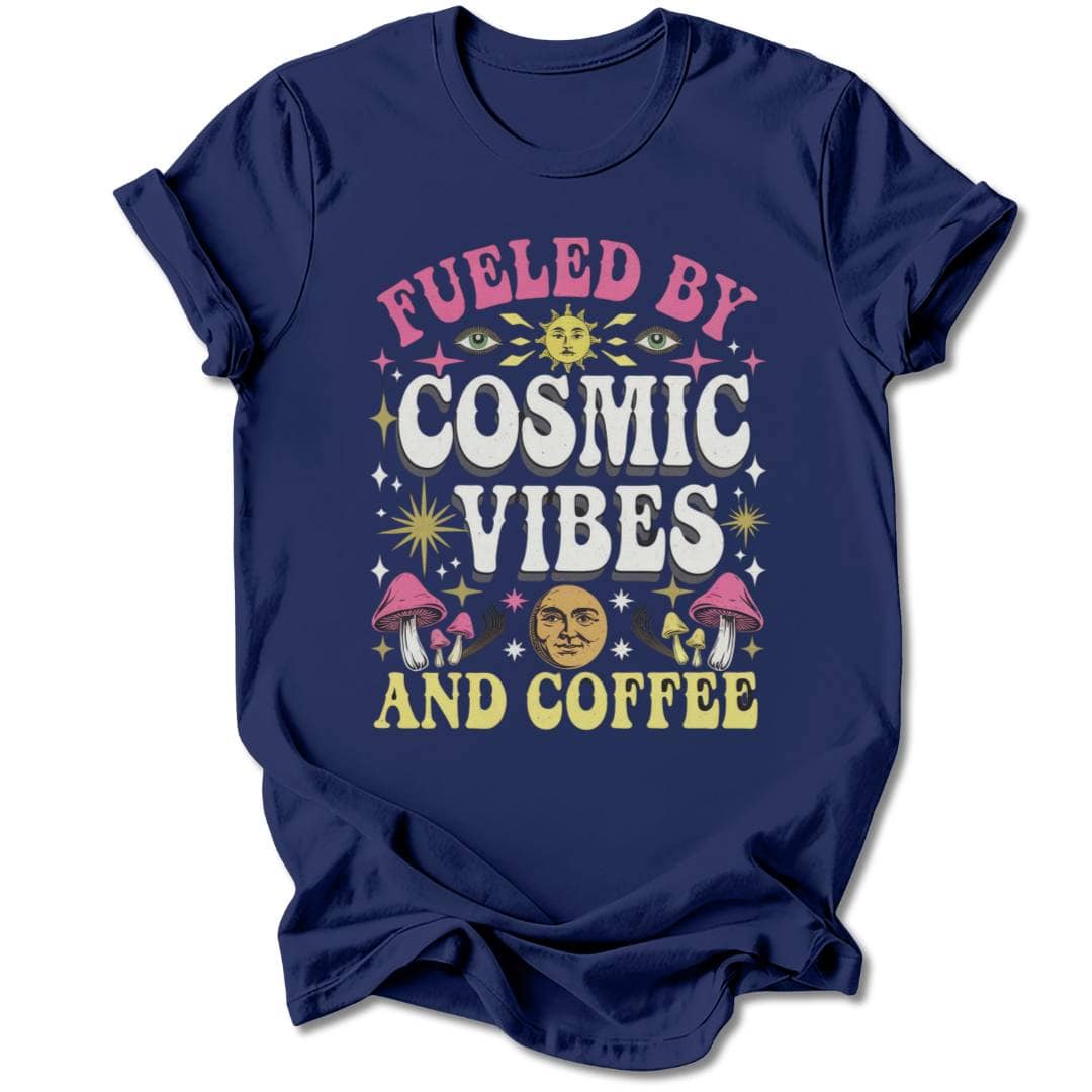 T-Shirt Navy / S COSMIC VIBES AND COFFEE T-SHIRT
