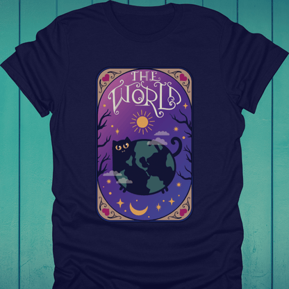 T-Shirt Navy / S The World Cat Tarot T-Shirt
