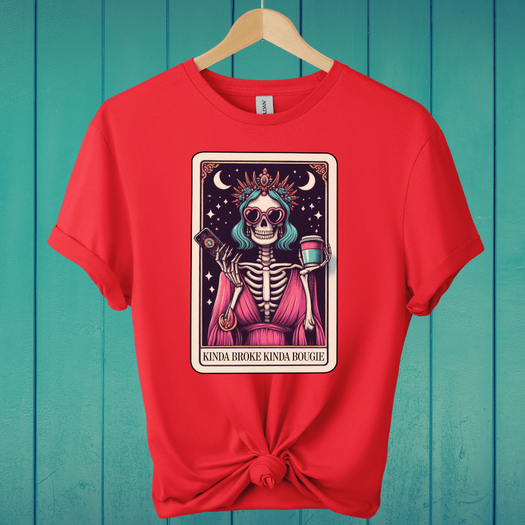 T-Shirt Red / M Kinda Broke, Kinda Bougie Tarot T-Shirt