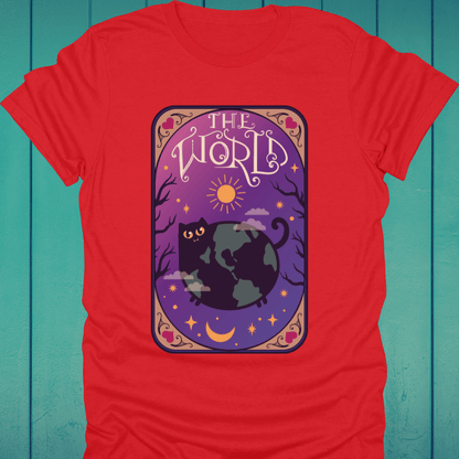 T-Shirt Red / M The World Cat Tarot T-Shirt