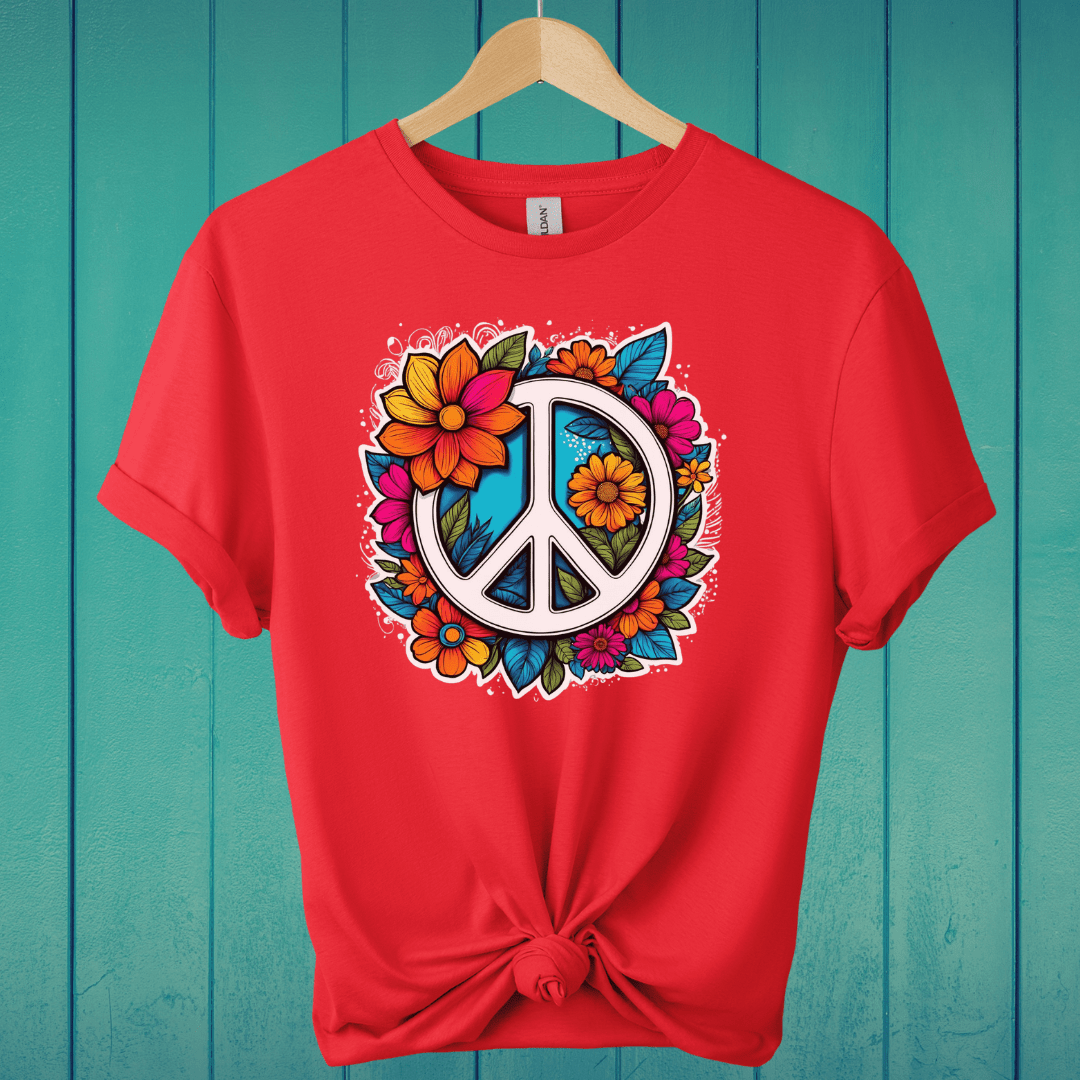 T-Shirt Red / S Floral Peace T-Shirt