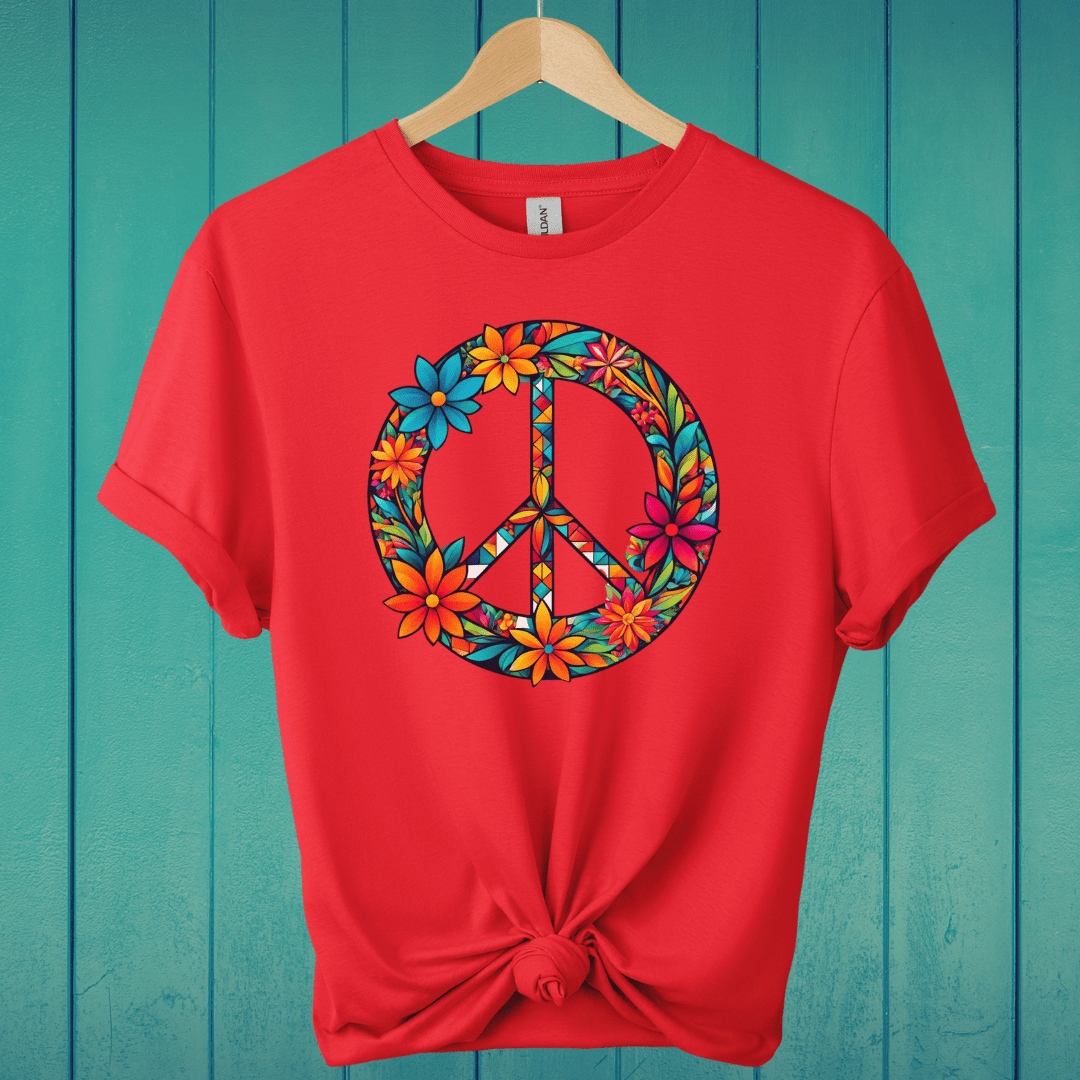 T-Shirt Red / S Geometric Peace Symbol T-Shirt